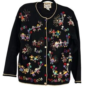 Y2K New Year's Millennium Vintage Christmas Holiday Ugly Sweater Women’s S 2000